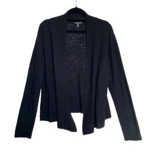 Eileen Fisher Wool Drape Front Black Cardigan L